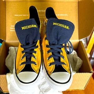 Converse men or women’s  High-Top Sneakers - Maize & Blue.  Go Blue MICHIGAN new